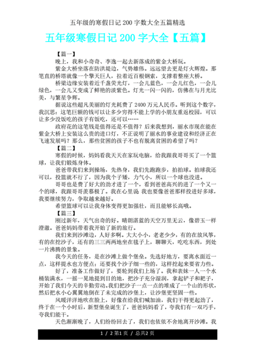 五年级寒假日记200字大全五篇.doc 2页