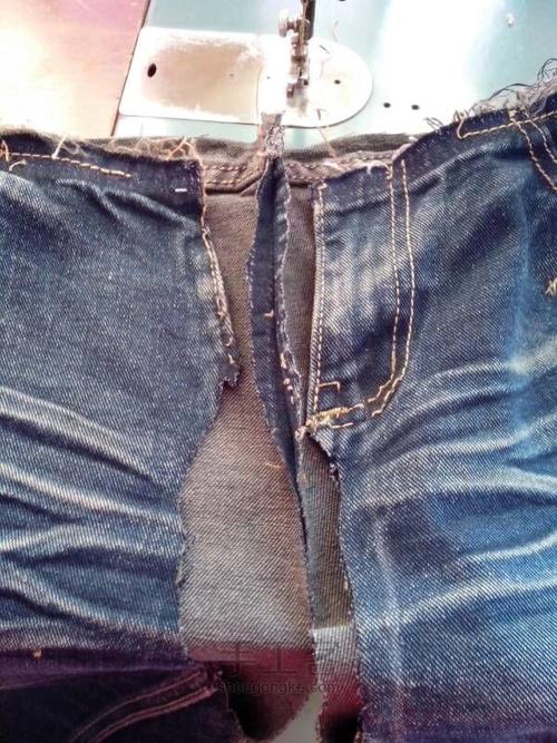 旧衣改造～成人牛仔裤改男童秋冬罩裤