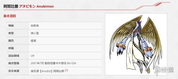 名字来源 埃及语【anubis】阿努比斯首次登场 2001年7月 数码怪兽卡片
