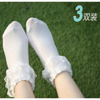 公主袜女袜子女短袜日系可爱蕾丝公主白色花边袜萝莉春夏米白色3双装