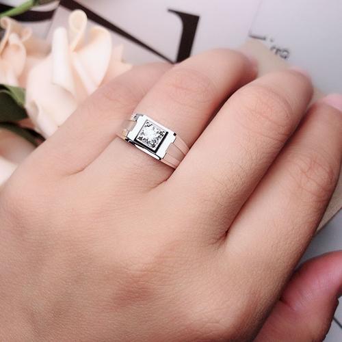 18k金求订结婚男士钻戒男戒 裸钻对戒 铂金1克拉真钻石戒指男 f-g/优