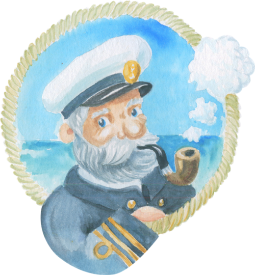 文艺船海星珊瑚船长海洋水彩风格剪贴画png免扣设计素材 (1)