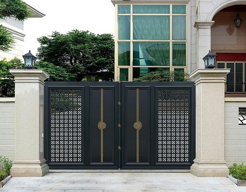 定制欧式别墅庭院铝艺大门 庭院铝合金双开推拉门