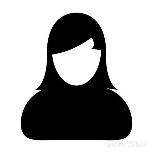 用户图标矢量女人符号轮廓头像标志在平面颜色标志符号象形插图