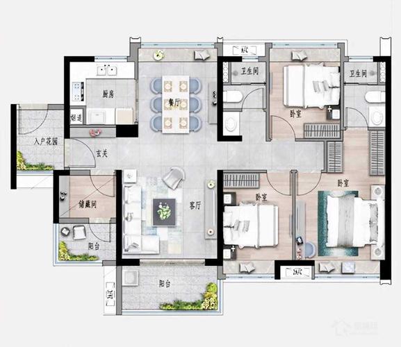 90方三房80方三房不过这也是最近一段时间保利户型的通病了,反正都是