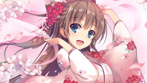 动漫和服少女唯美插画桌面壁纸