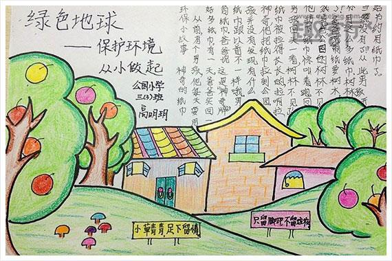 健康环保手抄报三年级_保护环境,从小做起.