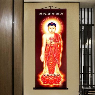 钻西方镶南无佛像圣卷轴供奉带阿弥陀佛三挂画像图居家钻钻画贴画