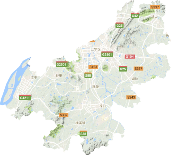 江宁区高清地形地图,江宁区高清谷歌地形地图
