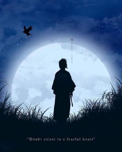 《火影忍者》7位人物剪影,佐助背景图冷清安静,鸣人一