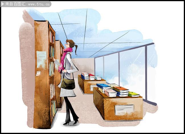 卡通图书馆图片