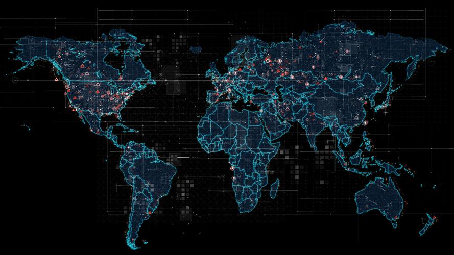 4k科技感商务数字世界地图背景视频