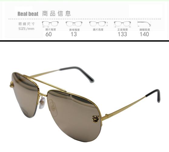 cartier/卡地亚 时尚镀金男女款太阳镜眼镜esw00094