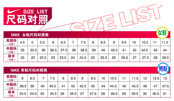 耐克的鞋码和国内是怎么对应的
