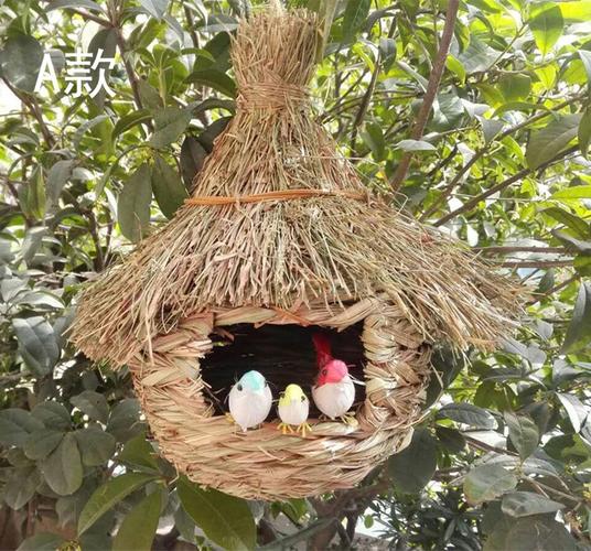 热卖手工草编鸟巢 鸟窝鸟笼鸟玩具 鹦鹉窝 鸽子窝 花园别墅装饰用品