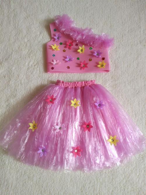 环保亲子装diy材料自制环保衣服手工走秀儿童环保服装女孩时装秀