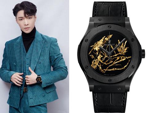张艺兴连拿四个奖 蓝色西装搭配宇舶表融合黄金晶体腕表