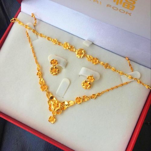 婚礼结婚金首饰仿真黄金三件套纯黄金色订婚配饰婚嫁