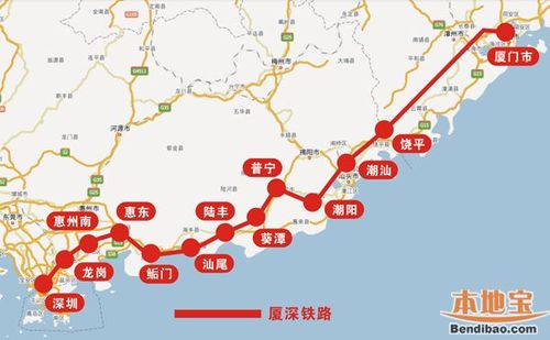 厦深高铁线路图