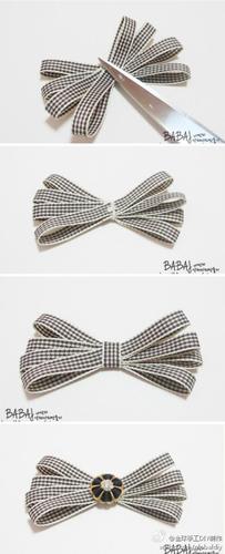 慢时间 - 漂亮的小花蝴蝶结手工制作教程 清新的布发卡手工