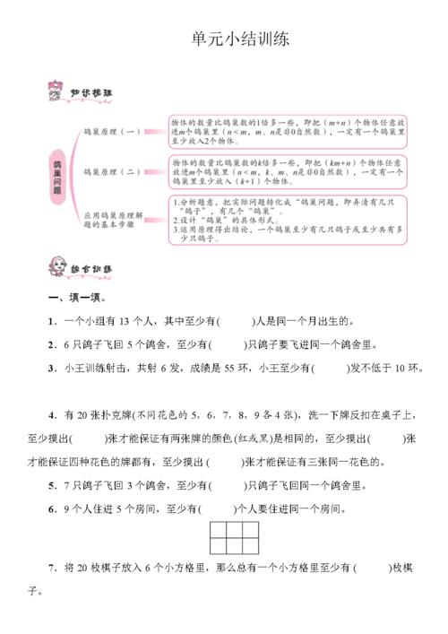 六年级下册数学 5 数学广角——鸽巢问题 单元小结训练(含答案)人教版
