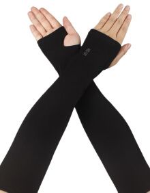 夏季防晒袖套户外跑步开车长款冰袖 男女冰爽冰丝手套臂通用套袖一对