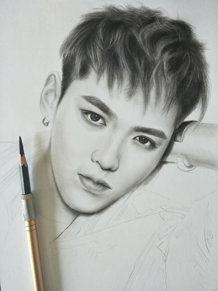 手绘明星肖像画吴亦凡