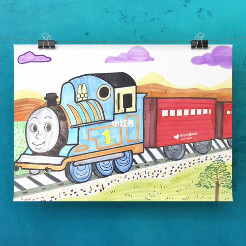 107小火车托马斯|马克笔|少儿美术_美术_彩铅_马克笔_简笔画_包头攻略