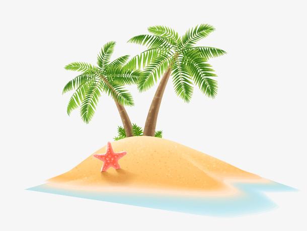 黄色清新小岛免抠素材免费下载_觅元素51yuansu.com