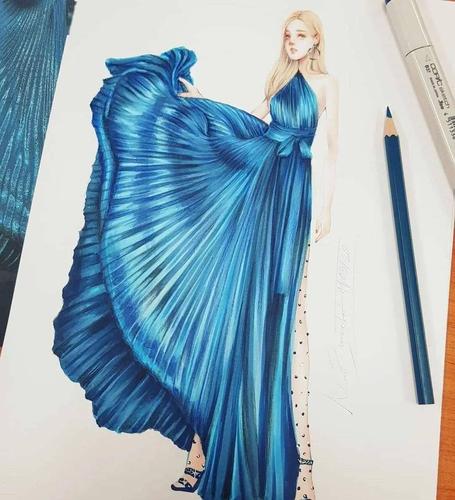 服装设计马克笔时装手绘插画