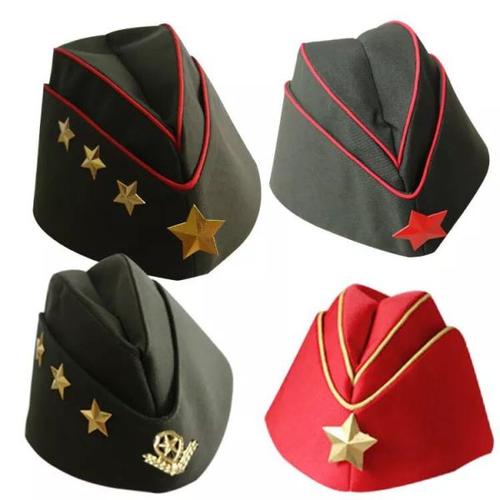 购客水兵舞帽子俄罗斯船型军帽广场舞演出船形帽尖顶船帽五角星船帽