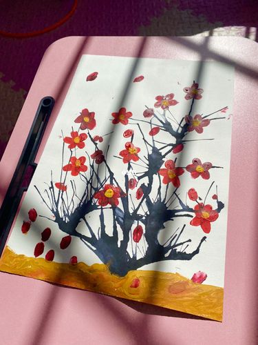 水粉画梅花._美术_儿童创意美术_文化_绘画