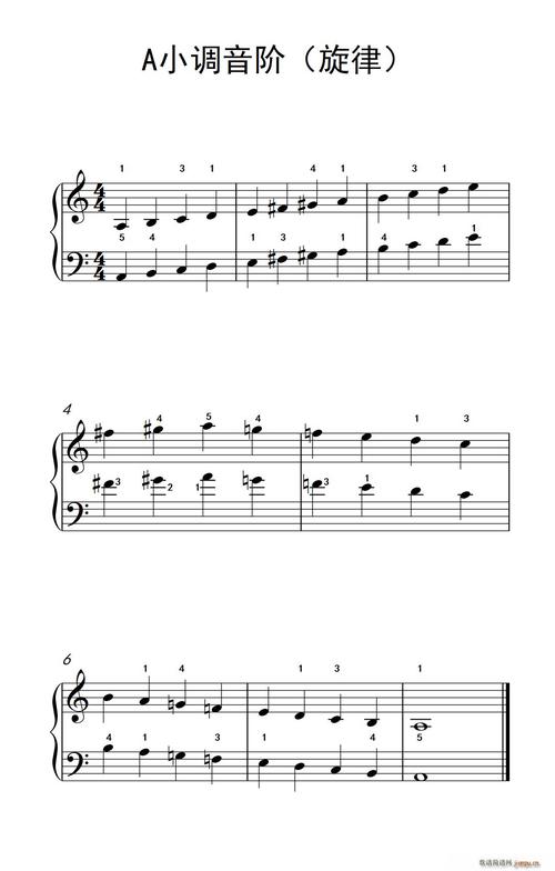 a小调音阶(旋律)(儿童钢琴练习曲)