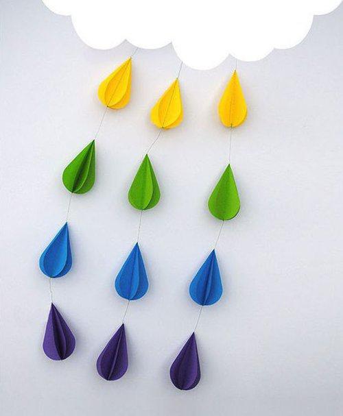 云朵雨滴折纸手工diy