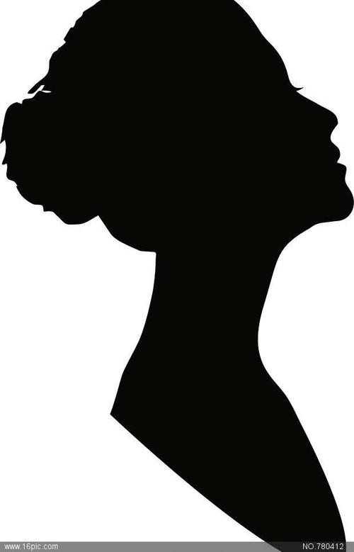盘发美女头像剪影图片
