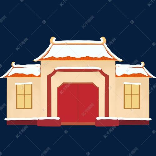 春节落雪房子建筑
