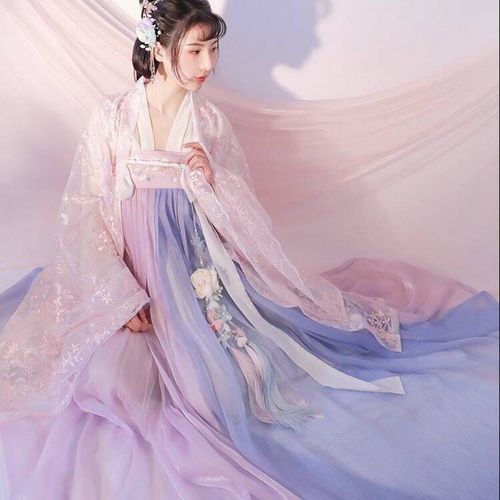 成人古装汉服女中国风樱花超仙女大袖齐胸襦裙古代甄姬表演出服装