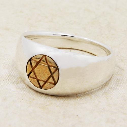 欧美简约个性所罗门封印925纯银男士戒指 时尚球面六芒星女生指环