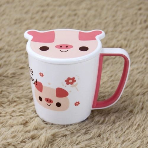 儿童水杯卡通牛奶口杯幼儿园宝宝防摔带盖手柄喝水杯子