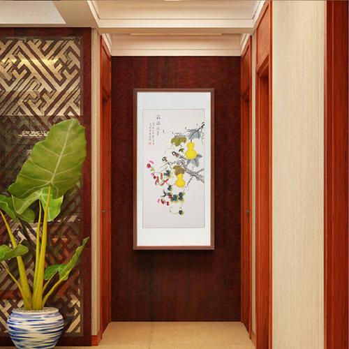 装饰画 竖版 凌雪手工花鸟国画 福禄满堂 裱好画芯
