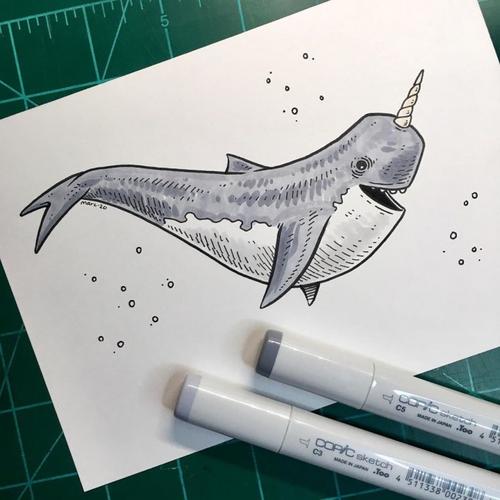 海洋生物马克笔手绘素材机甲风神秘十足教你画鱼