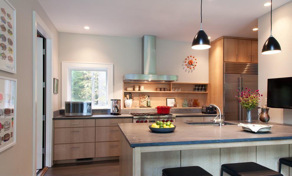 开放式厨房双开门冰箱装修效果图