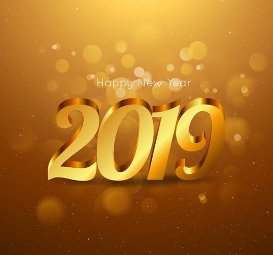 立体金色2019艺术字矢量素材
