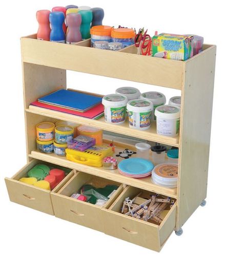 可移动单面美工柜 手工制作收纳柜 幼儿园美术美劳设备七色花幼教_7折