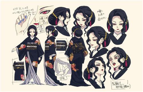 《鬼灭之刃》人设原画公开,蝴蝶忍满满的细节,无惨的女装太美了