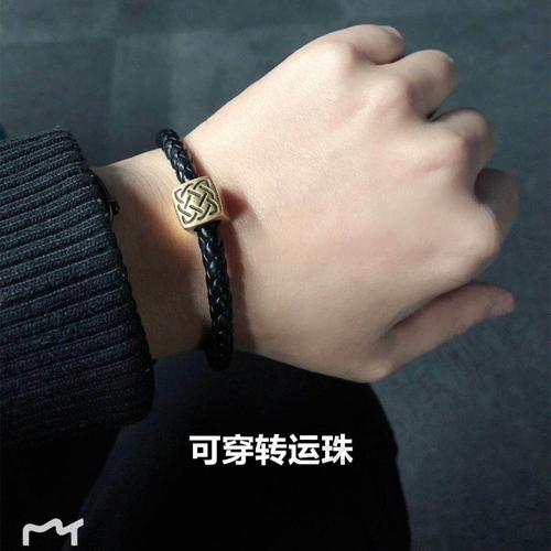 新款适配周生生编织皮绳手链男情侣手绳潮可串周大福百搭串3d硬金饰品