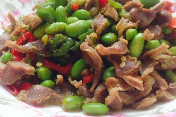 孜然毛豆炒鸡肫