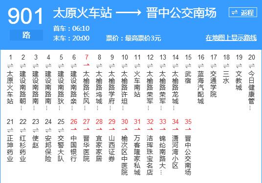 太原901公交路怎么走