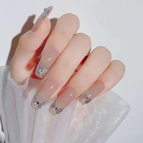 手工穿戴美甲成品可拆卸蝴蝶结法式显白假指甲手工光疗小红书同款