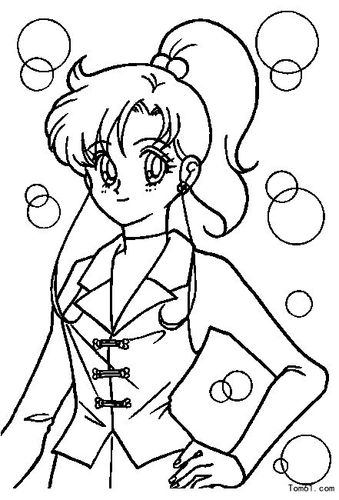 美少女简笔画,黑白色的